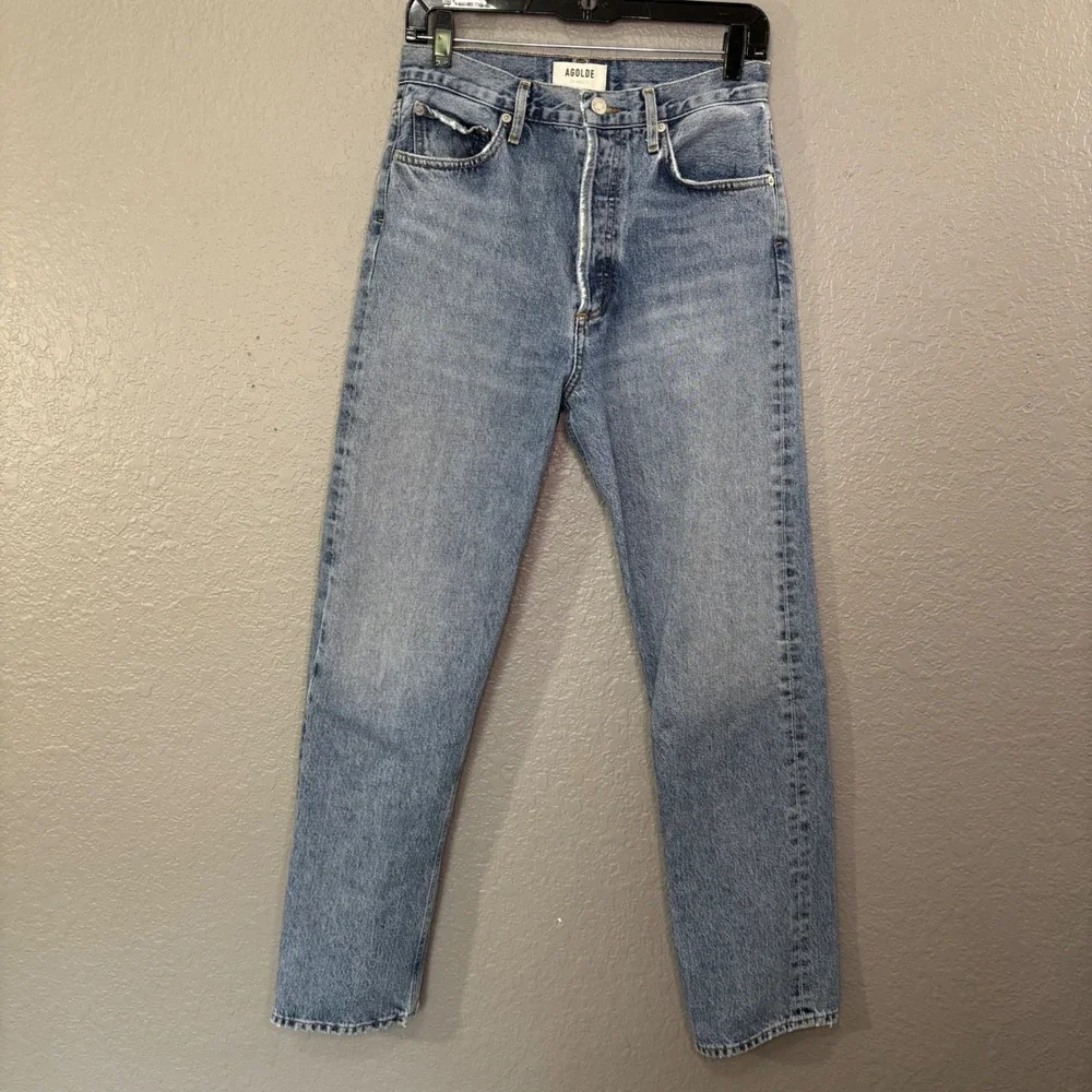 AGOLDE 90s Pinch Waist High Rise Straight Leg Jeans Blue 27
